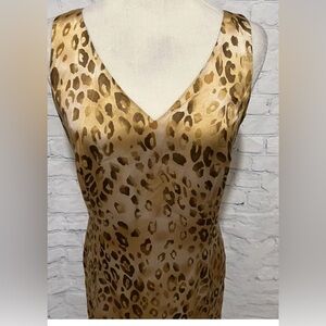 Sexy vintage leopard silky lined cocktail dress.